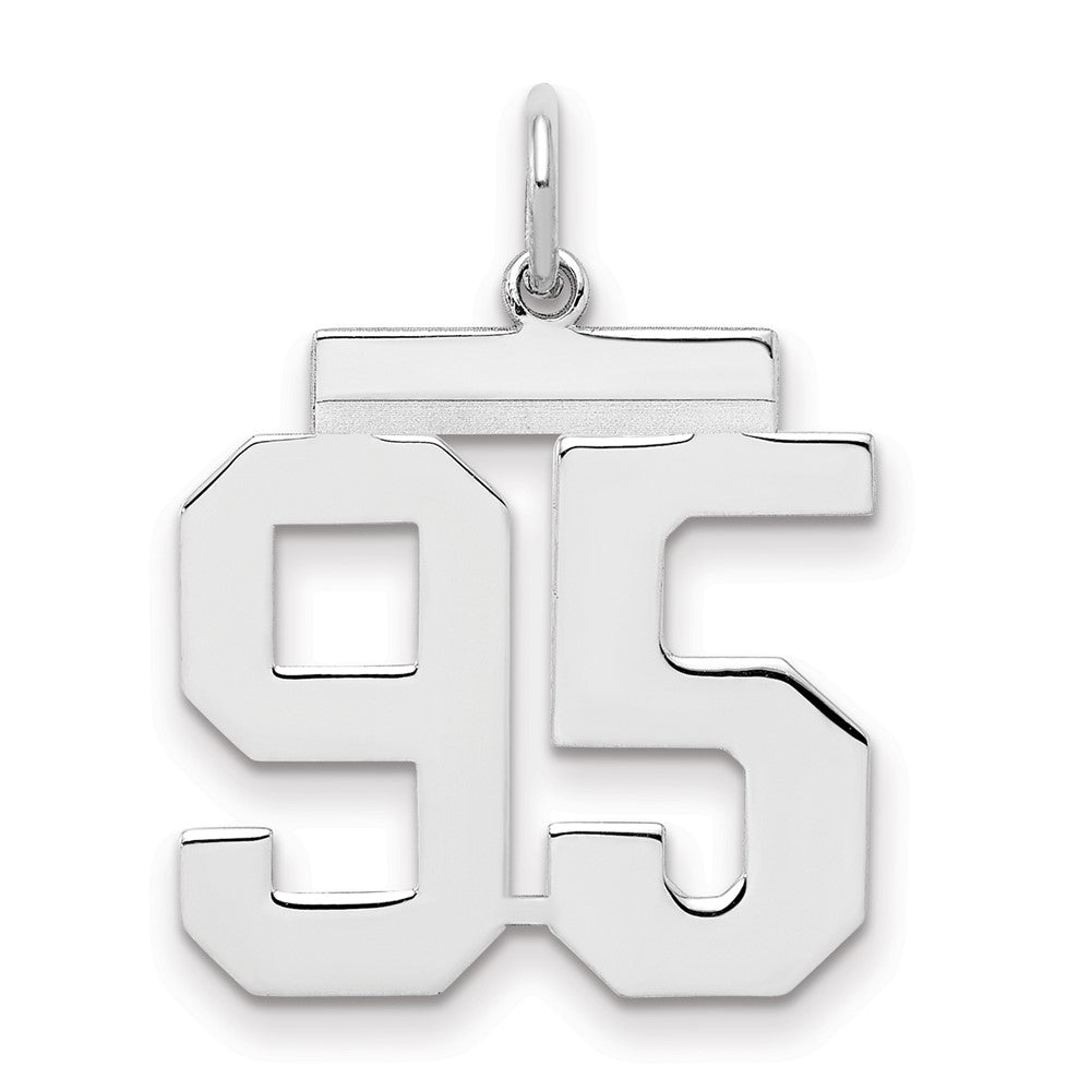 Sterling/Silver Rhodium-plated Polished Number 95 Charm, 21 x 16 mm