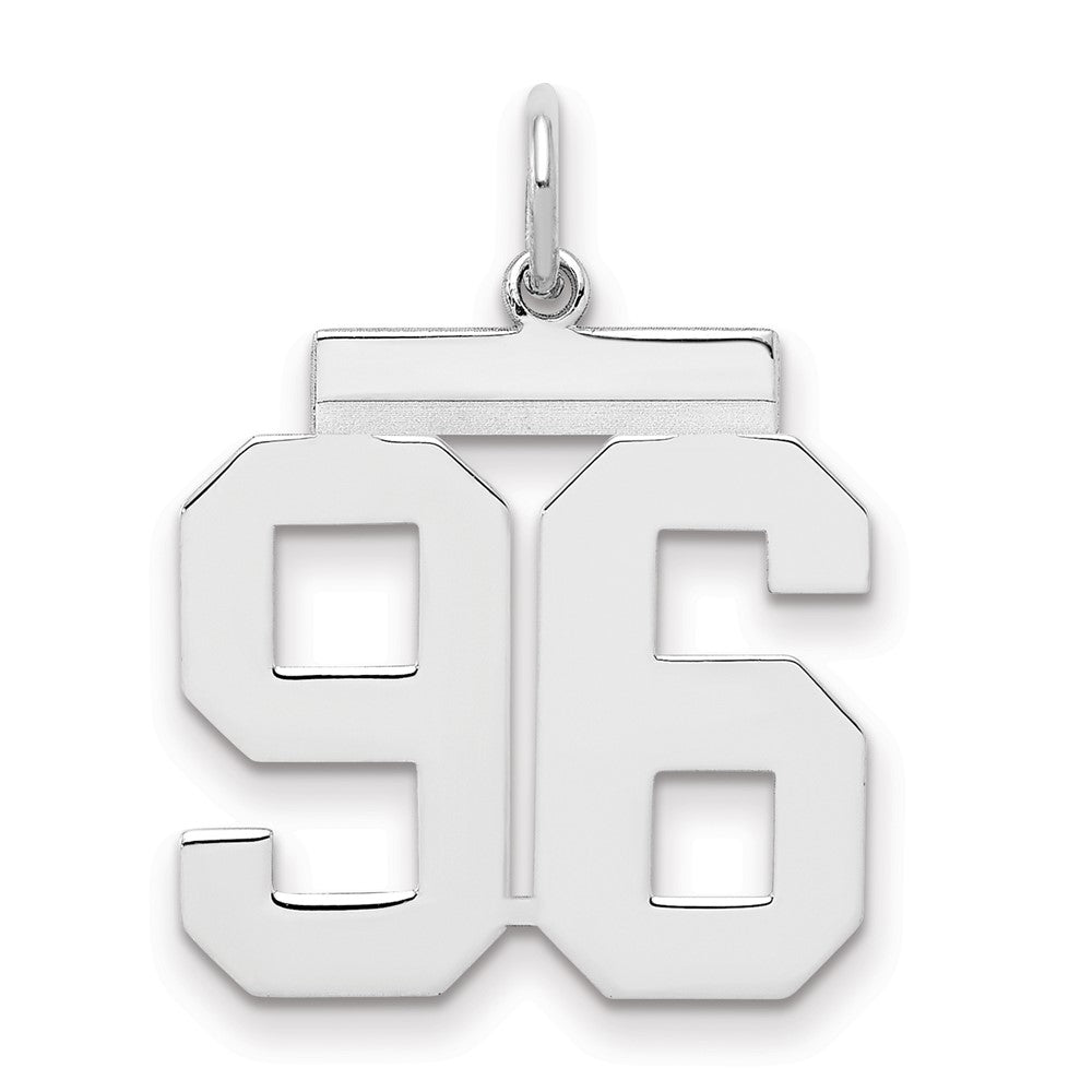 Sterling/Silver Rhodium-plated Polished Number 96 Charm, 21 x 16 mm