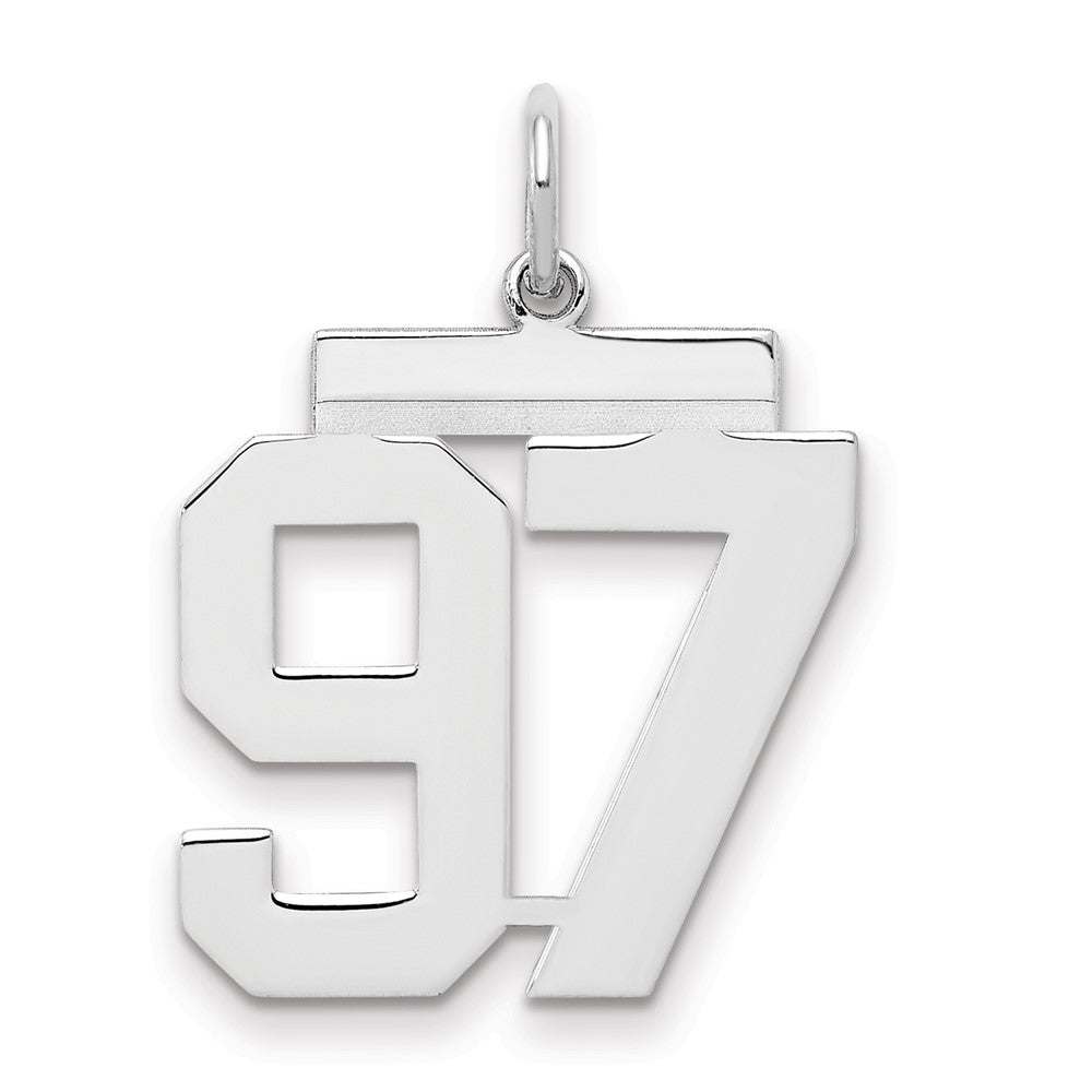Sterling/Silver Rhodium-plated Polished Number 97 Charm, 21 x 16 mm