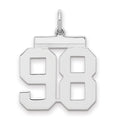 Sterling/Silver Rhodium-plated Polished Number 98 Charm, 21 x 16 mm
