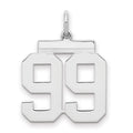 Sterling/Silver Rhodium-plated Polished Number 99 Charm, 21 x 16 mm