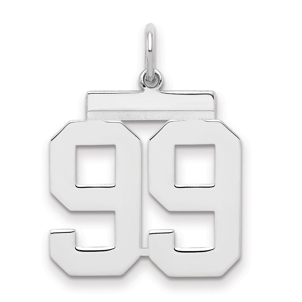 Sterling/Silver Rhodium-plated Polished Number 99 Charm, 21 x 16 mm