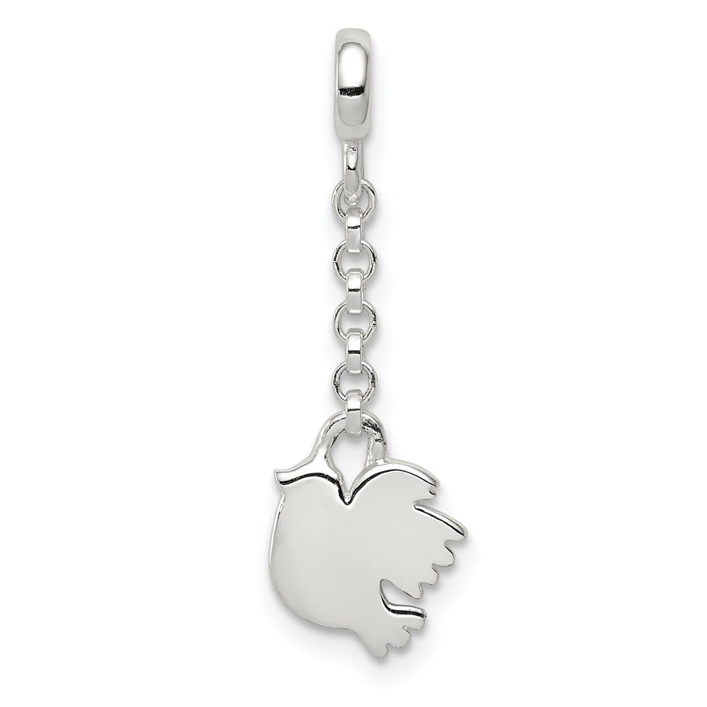 Sterling Silver Polished Bird 1/2in Dangle Enhancer, 25 x 8 mm