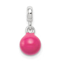 Sterling Silver Hot Pink Enamel Bead Enhancers, 16 x 7 mm