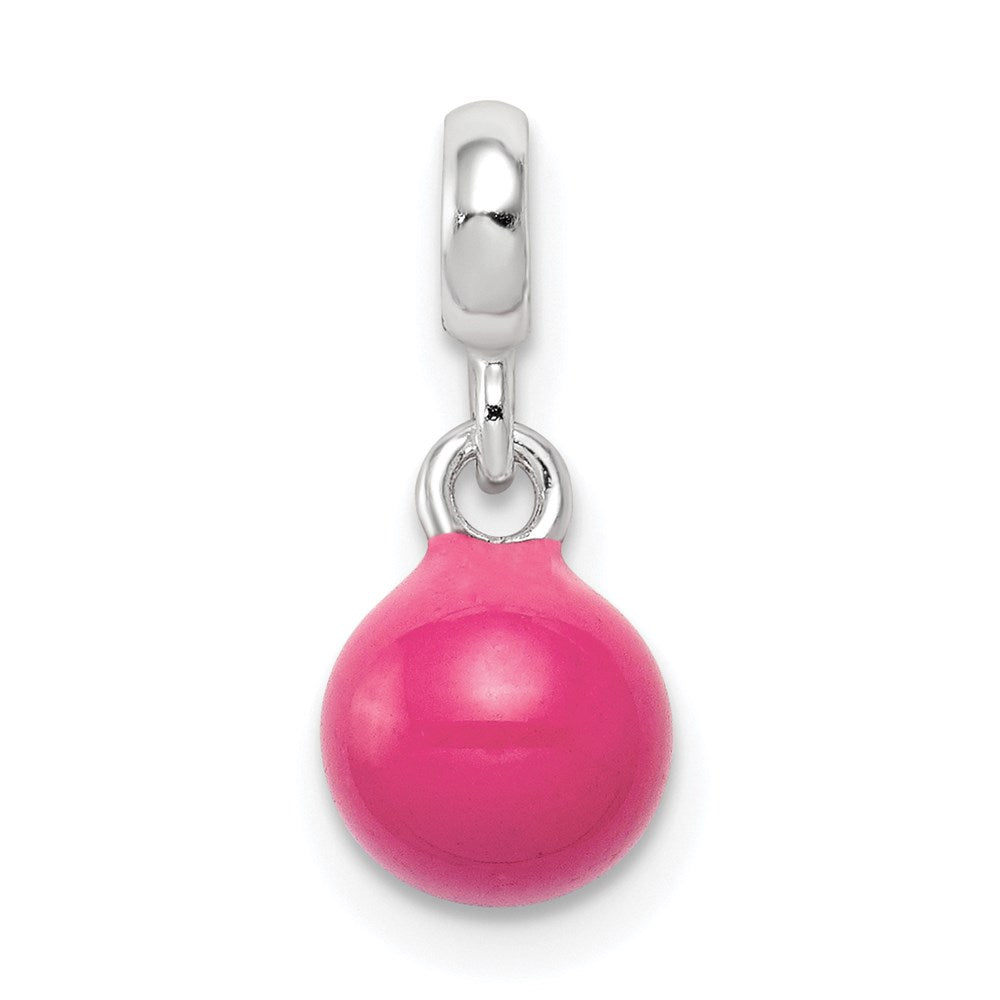 Sterling Silver Hot Pink Enamel Bead Enhancers, 16 x 7 mm