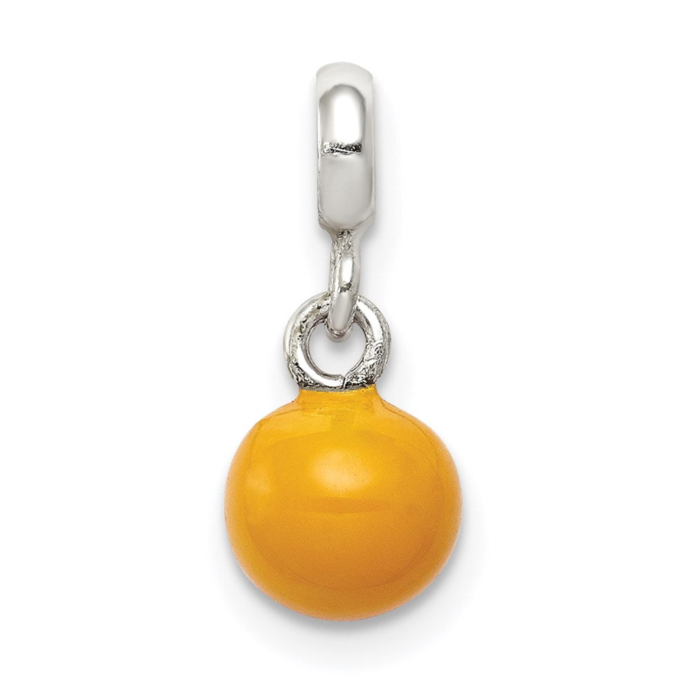Sterling Silver Yellow Enameled Bead Enhancer, 16 x 7 mm