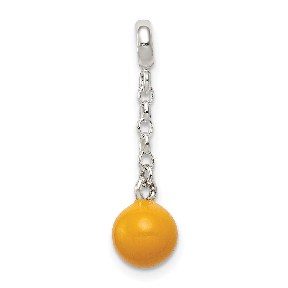 Sterling Silver Yellow Enameled Bead 1/2in Dangle Enhancer, 25 x 7 mm
