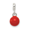 Sterling Silver Red Enameled Bead Enhancer, 16 x 7 mm