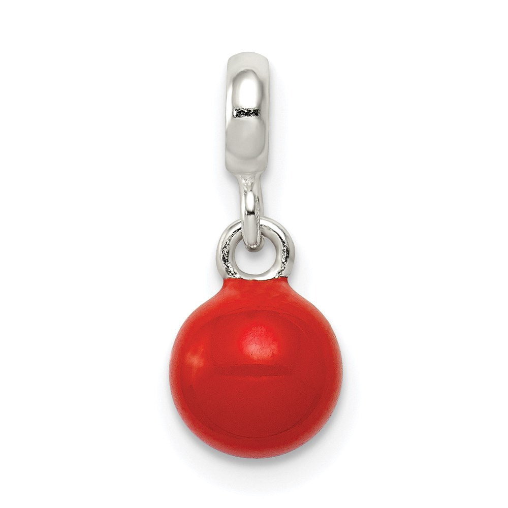 Sterling Silver Red Enameled Bead Enhancer, 16 x 7 mm