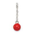 Sterling Silver Red Enameled Bead 1/2in Dangle Enhancer, 26 x 8 mm