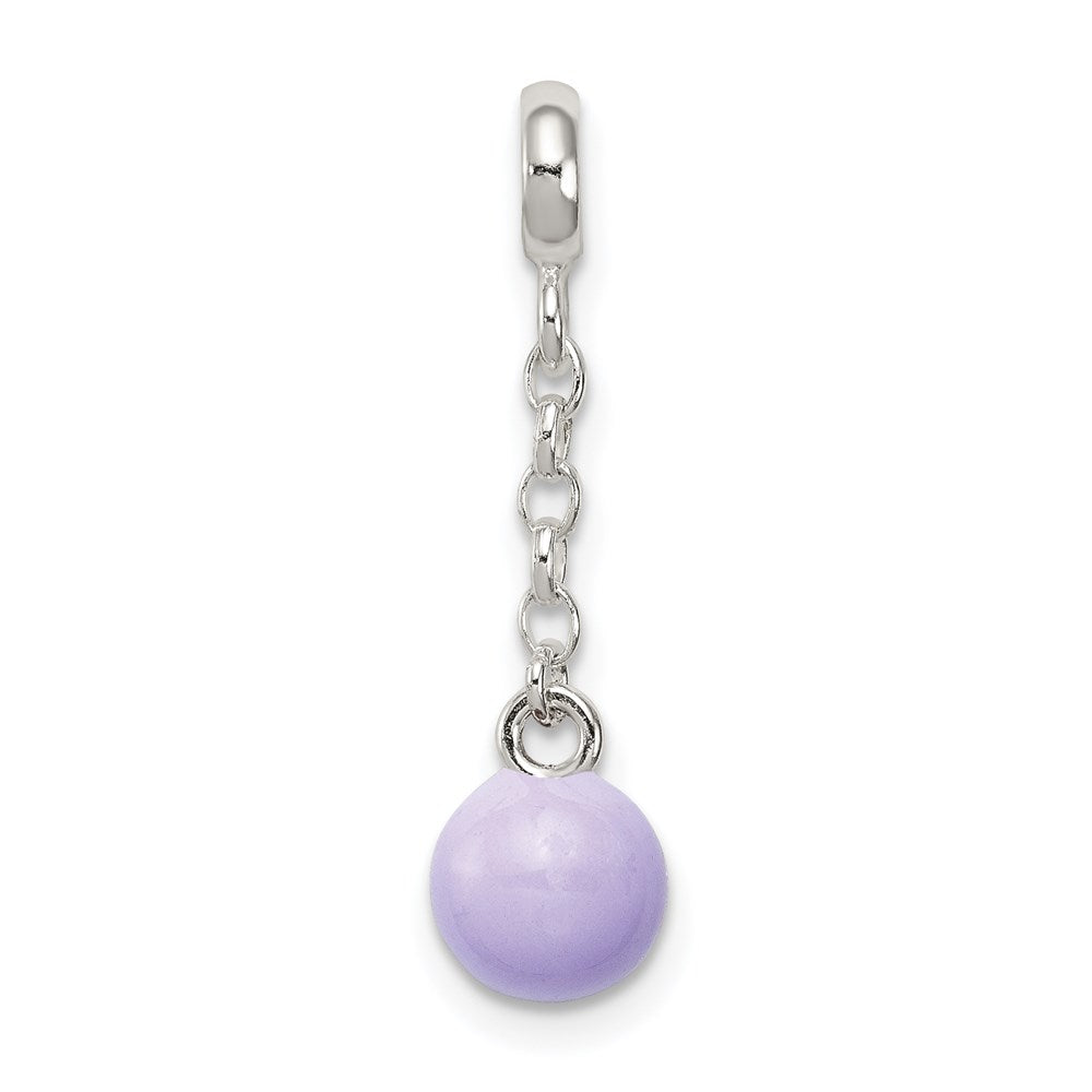 Sterling Silver Lilac Enamel Bead 1/2in Dangle Enhancer, 29 x 8 mm