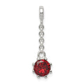 Sterling Silver Dark Red CZ 1/2in Dangle Enhancer, 26 x 8 mm