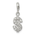 Sterling Silver CZ Dollar Sign Enhancer, 23 x 8 mm