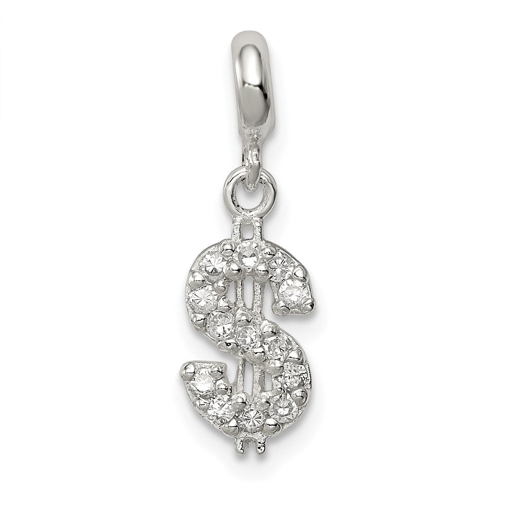 Sterling Silver CZ Dollar Sign Enhancer, 23 x 8 mm