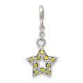 Sterling Silver Green CZ Star 1/2in Dangle Enhancer, 26 x 12 mm