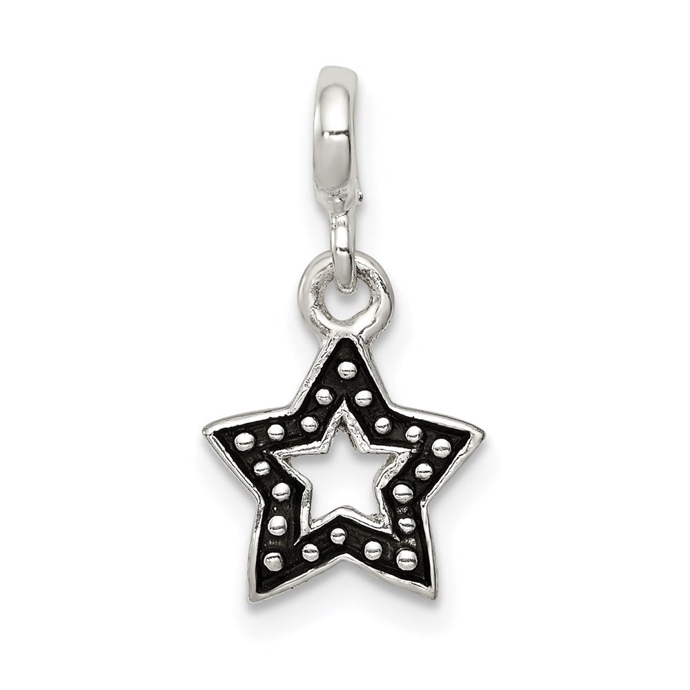 Sterling Silver Enameled Star Enhancer, 20 x 10 mm