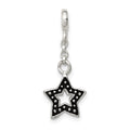 Sterling Silver Enameled Star 1/2in Dangle Enhancer, 28 x 11 mm