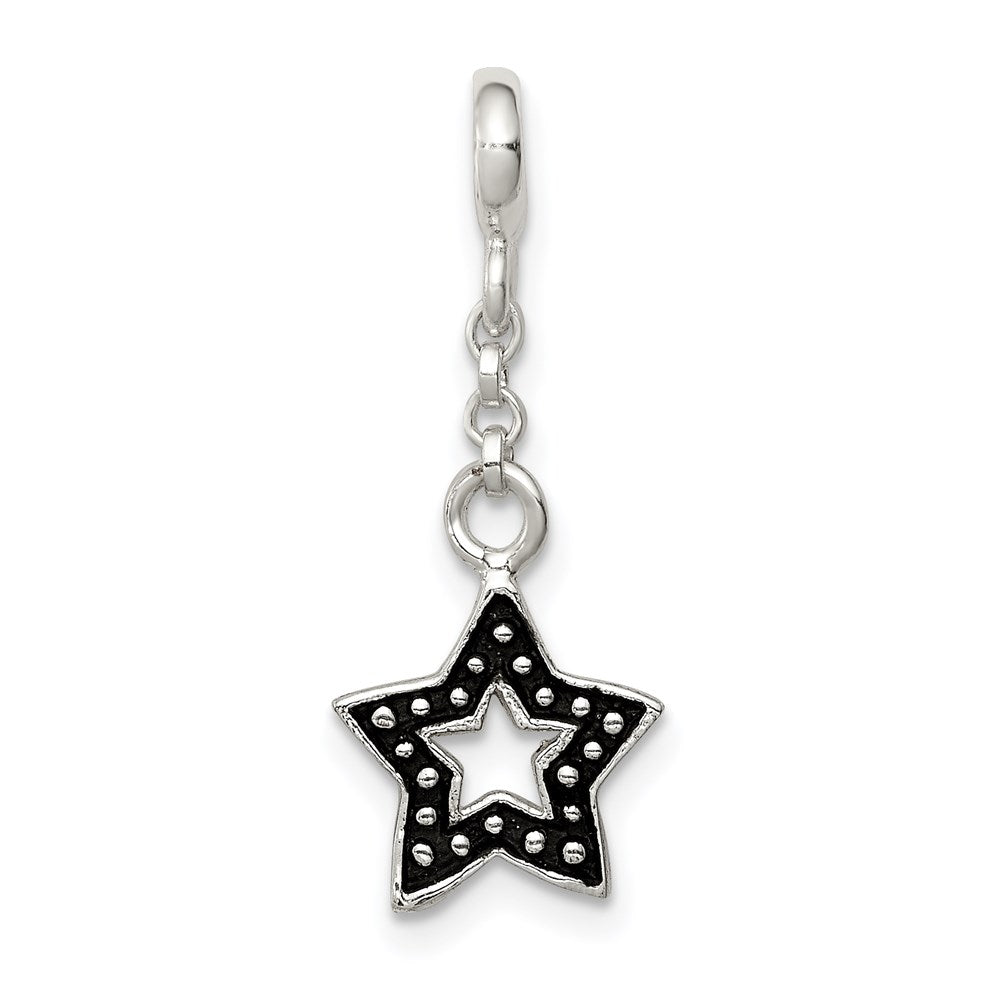 Sterling Silver Enameled Star 1/2in Dangle Enhancer, 28 x 11 mm
