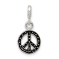 Sterling Silver Enameled Peace Symbol Enhancer, 21 x 10 mm