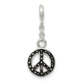 Sterling Silver Enameled Peace Symbol 1/2in Dangle Enhancer, 26 x 10 mm