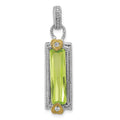 Sterling Silver & Vermeil Light Green CZ Pendant, 34 x 9 mm
