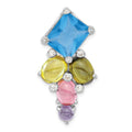 Sterling Silver Polished Multi-color CZ Fancy Slide Pendant, 35.4 x 17.8 mm