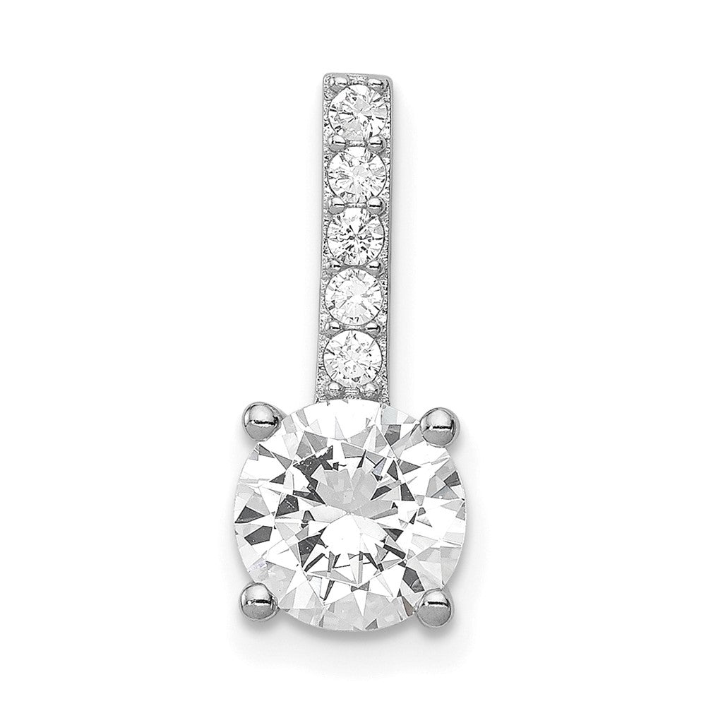 Sterling Silver Rhodium-plated CZ Pendant, 17 x 7 mm