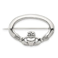 Sterling Silver Antiqued Claddagh Pin, 24 x 32 mm