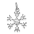 Sterling Silver Rhodium-plated CZ Snowflake Charm, 25 x 18 mm