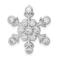 Sterling Silver Rhodium-plated CZ Snowflake Chain Slide, 22 x 20 mm