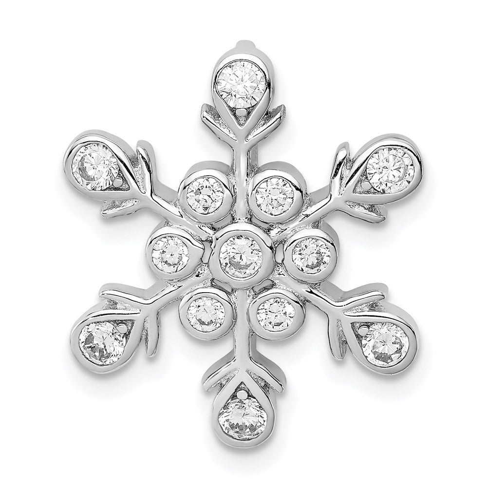 Sterling Silver Rhodium-plated CZ Snowflake Chain Slide, 22 x 20 mm