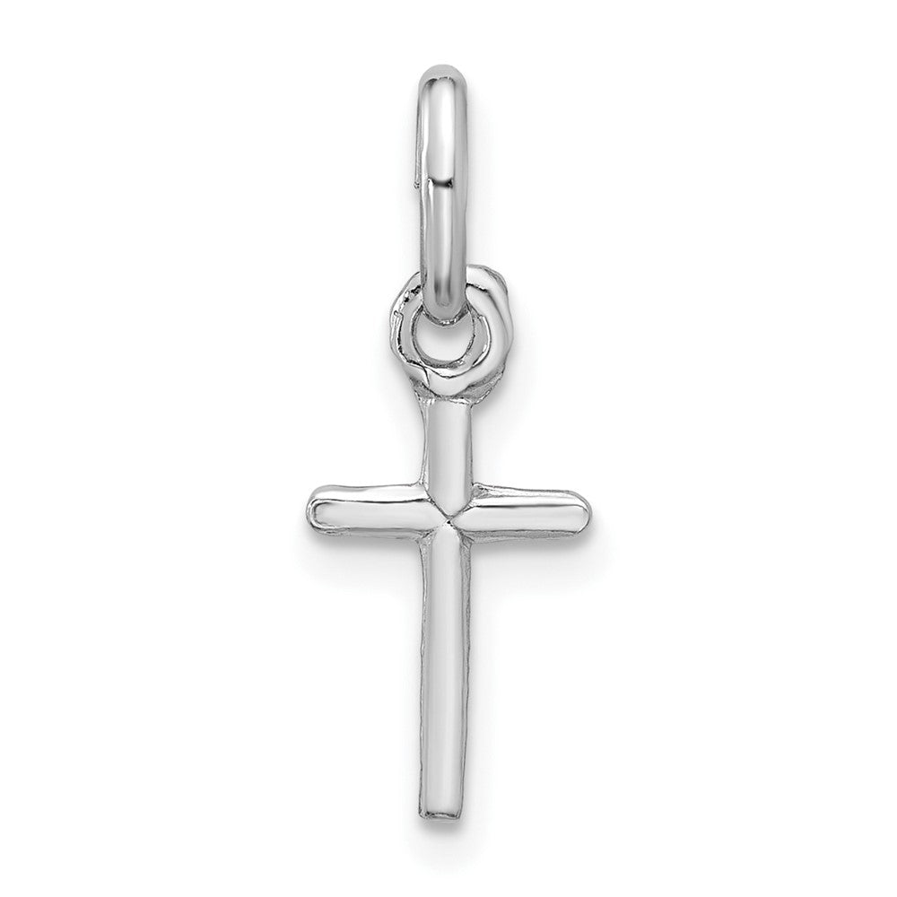 Sterling Silver Rhodium-plated Cross Charm, 20 x 7 mm
