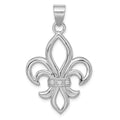 Sterling Silver Rhodium-platedCZ Fleur de Lis Pendant, 45 x 17 mm