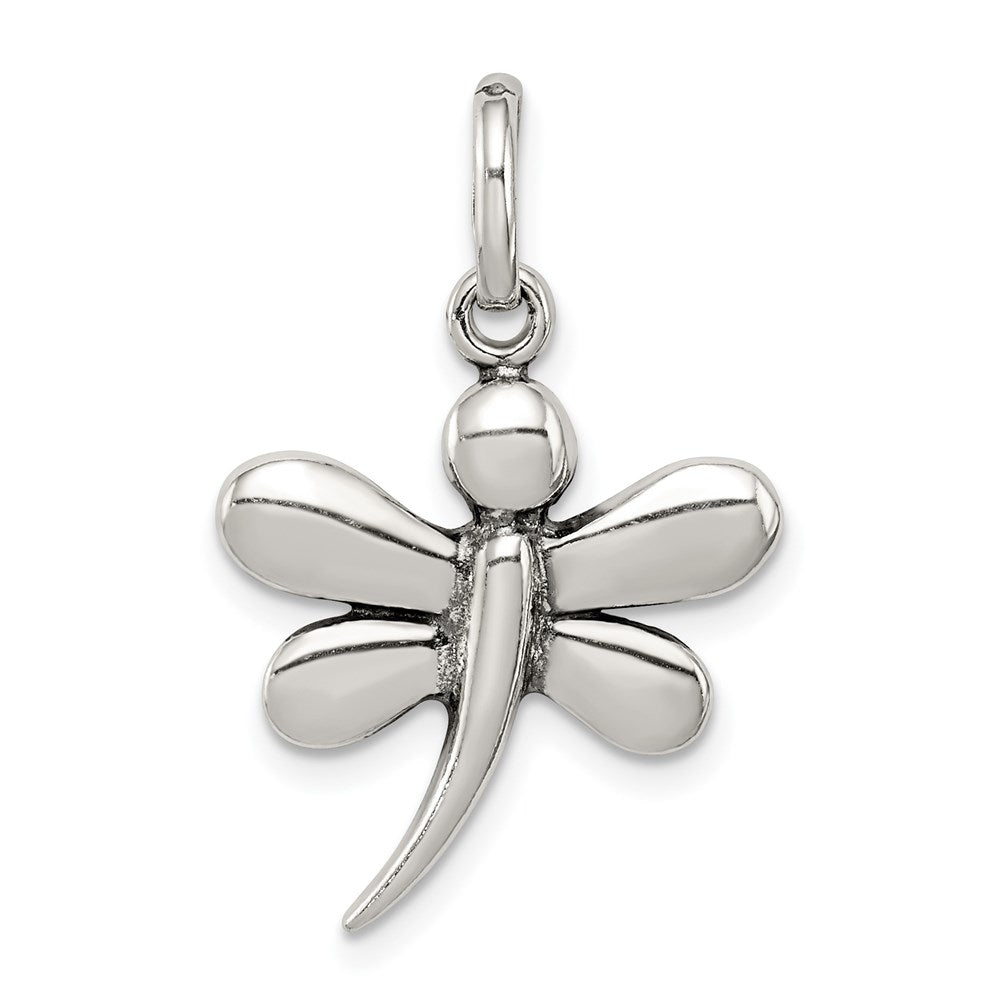 Sterling Silver Antiqued Dragonfly Pendant, 20 x 17 mm