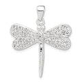 Sterling Silver w/ Stellux Crystal Dragonfly Pendant, 34 x 29.3 mm