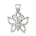 Sterling Silver CZ Butterfly Pendant, 14 x 15 mm
