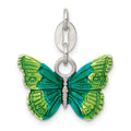 Sterling Silver Enameled Butterfly Charm, 13 x 18 mm