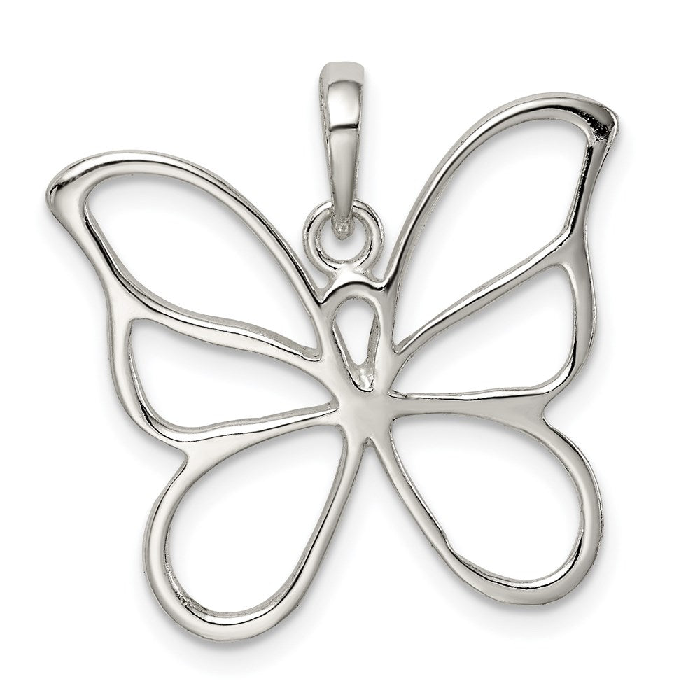 Sterling Silver Polished Butterfly Pendant, 23 x 26 mm