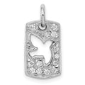 Sterling Silver Rhodium Plated CZ Peace Dove Charm, 15 x 9 mm