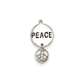 Sterling Silver Peace Sign CZ Pendant, 21 x 13 mm