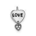 Sterling Silver Rhodium Plated Love CZ Heart Pendant, 18 x 12 mm
