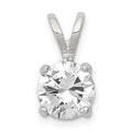 Sterling Silver Round CZ Pendant, 16 x 8 mm