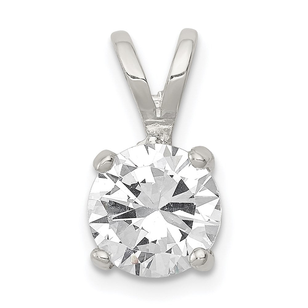 Sterling Silver Round CZ Pendant, 16 x 8 mm
