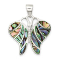 Sterling Silver Rhodium-plated Abalone Butterfly Pendant, 29 x 24 mm