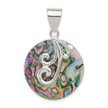 Sterling Silver Round Abalone Pendant, 39 x 25 mm