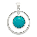 Sterling Silver Circle Turquoise Pendant, 42 x 31 mm