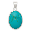 Sterling Silver Oval Turquoise Pendant, 37 x 20 mm