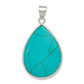 Sterling Silver Teardrop Turquoise Pendant, 40 x 24 mm