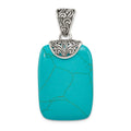 Sterling Silver Antiqued Turquoise Pendant, 49 x 25 mm