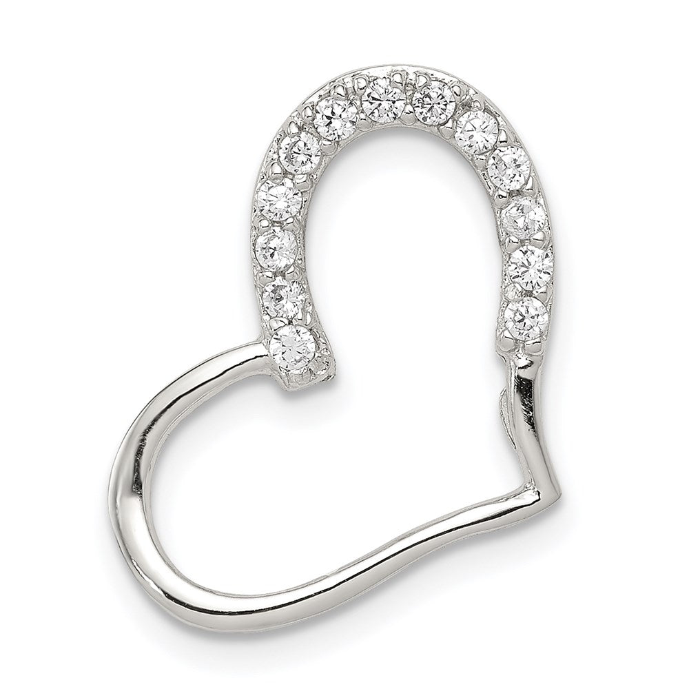 Sterling Silver Rhodium-plated CZ Heart Pendant, 21 x 15 mm